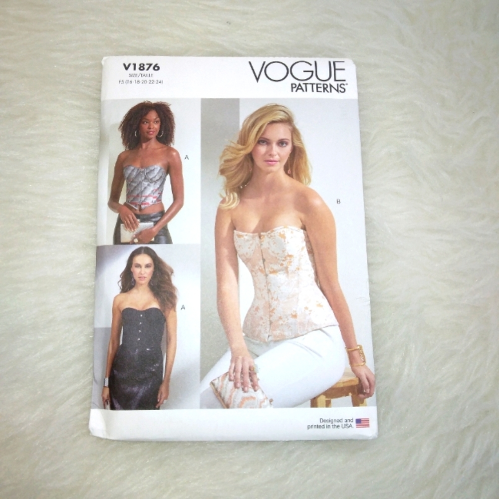 VOGUE V1876 sz 16-24 Misses Corsets In 2 Lengths, Close Fit, Interfaced, Boned